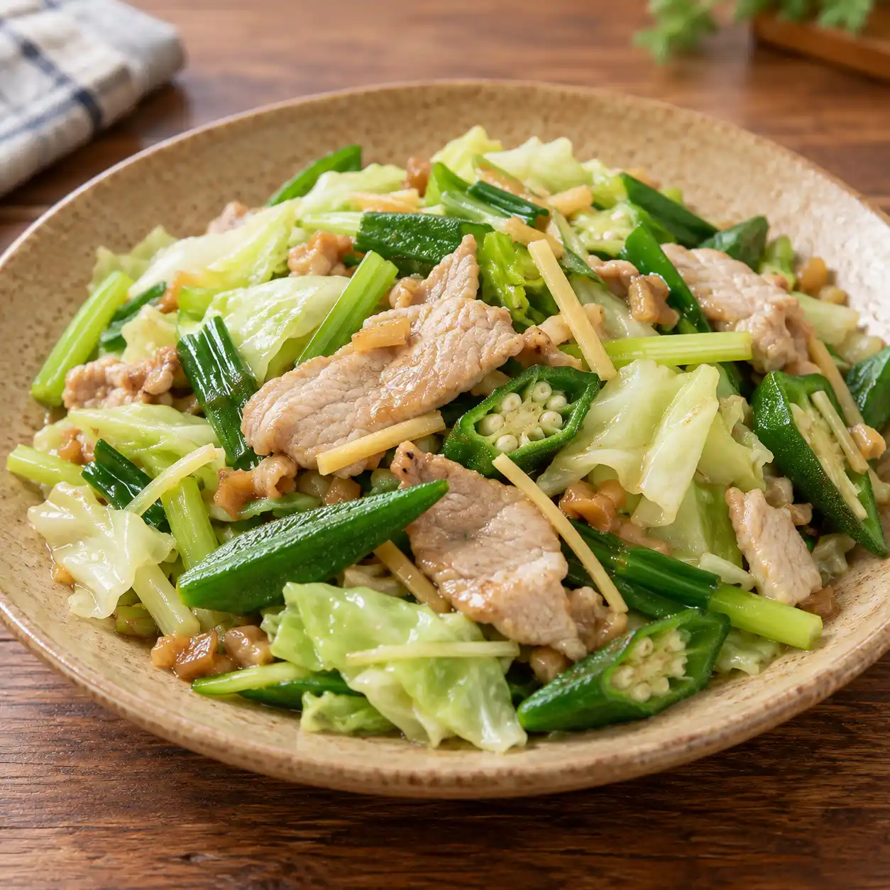 醬筍豬肉片秋葵